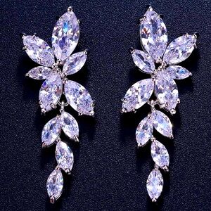 Dangle Crystal Rhinestone Earrings Bride Wedding Cocktail Party Prom Bridal
